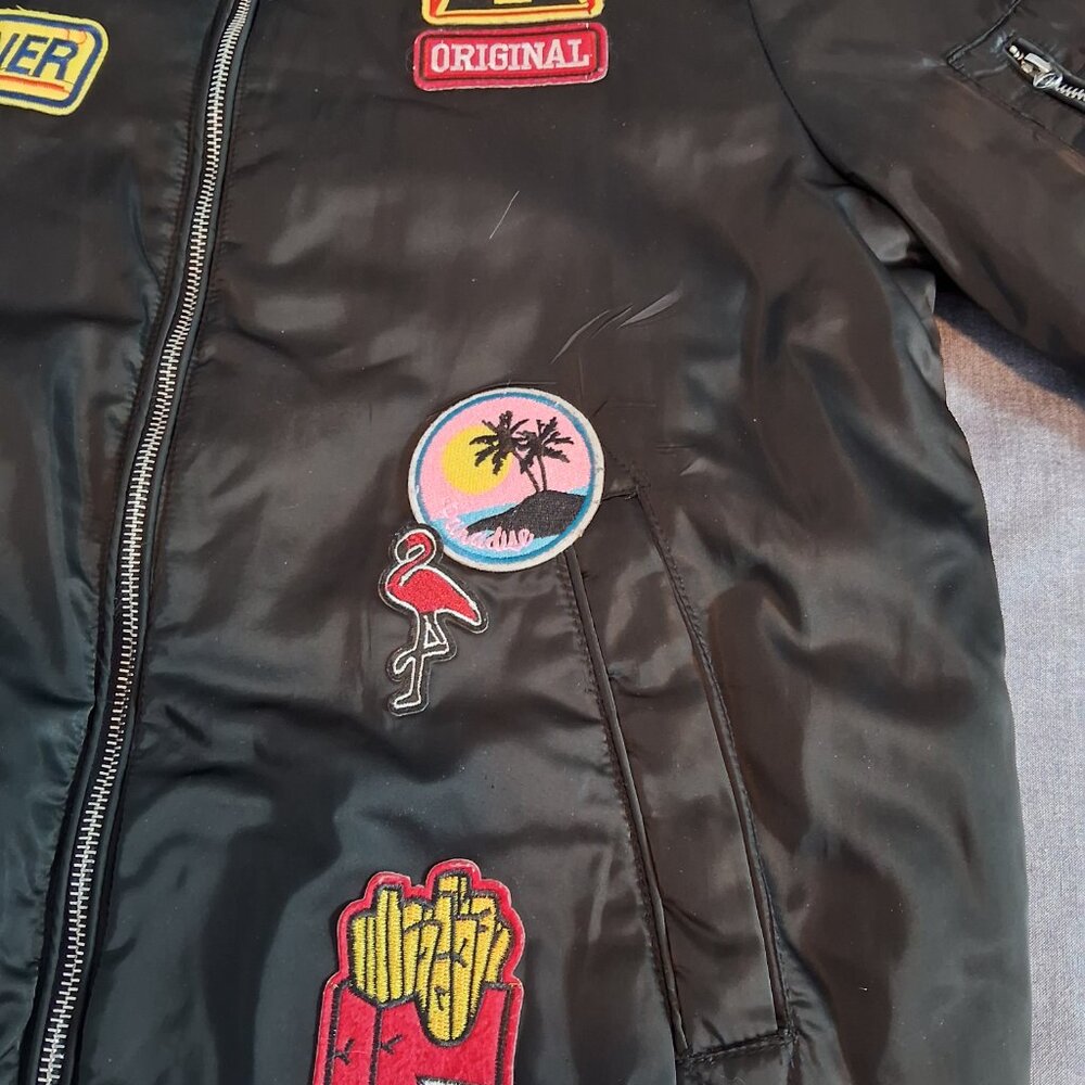 Indigo Rein Bomber Jacket with Patches - 90s trending - Picture 6 of 13